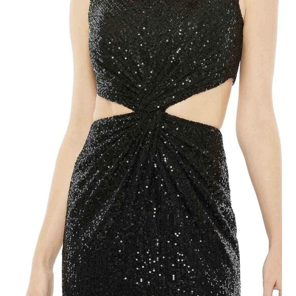 Mac Duggal 27022 Black Sequined Cutout Dress Size 4 - Picture 4 of 12
